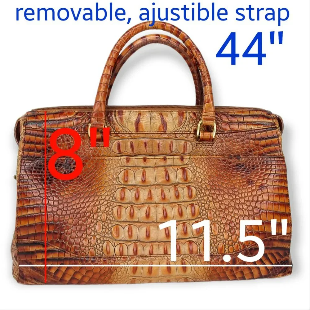 Vtg Brahmin Toasted Melbourne Stacy Crossbody Bag Croc Embossed Leather Brass - Picture 10 of 16